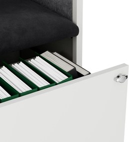 Akustická kabína SALLY MentalBox 600 mm – biely korpus, tmavosivé sedadlo