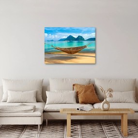 Obrázok hojdacej siete na pláži 3 (70x50 cm)