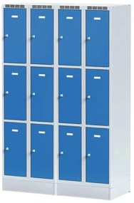 Alfa 3 Šatníková skrinka S6 na sokli s úložnými boxami, 6 boxov, 1920 x 600 x 500 mm, otočný zámok, sivé dvere