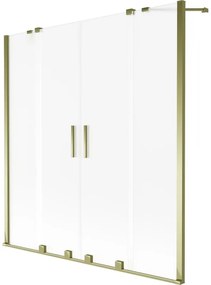 Mexen Velar Duo, 2-krídlová vaňová zástena s posuvnými dverami 140 x 150 cm, námraza, zlatý lesklý profil, 896-140-000-32-50