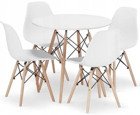 Jedálenská zostava TODI 80cm okrúhly stolový set biely + 4 stoličky OSAKA biele