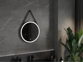 Mexen Reni, LED kúpeľňové zrkadlo s podsvietením 60x60 cm, 6000K, čierny rám, ochrana proti zahmlievaniu, 9812-060-060-611-70