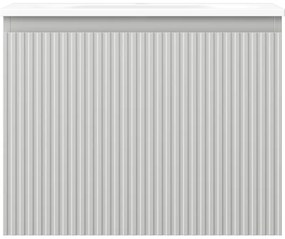 Mexen Rivel, kúpeľňová skrinka 60 cm s umývadlom Vela, 1 zásuvka, drážkovaná, sivá matná/biela, 91A20-06047-1-BF62-W23M01