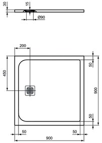 Ideal Standard Ultra Flat S - Sprchová vanička 900x900 mm, piesková K8215FT