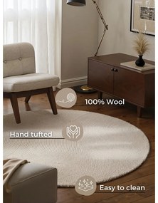 Ručne tkaný vlnený okrúhly koberec vo svetlo prírodnej farbe ø 150 cm Eleni Natural White – Hanse Home