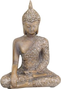 Béžová antik dekorácia sediaca Budha - 10*5*13 cm