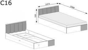 Manželská posteľ 140 cm Claudi 16 (s roštom) (dub artisan). Akcia -20%. Vlastná spoľahlivá doprava až k Vám domov. 1055500