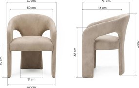 Designové čalouněné jídelní křeslo Nuria světle hnědé