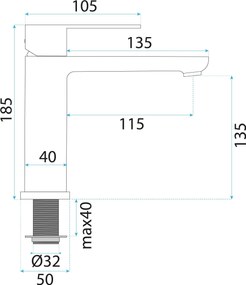 Rea Logan, umývadlová batéria h-185 mm, brúsená oceľ, REA-B6683