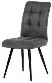Židle jídelní, šedá látka v dekoru broušené kůže, černý kov