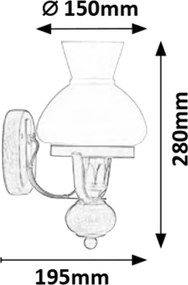 Rabalux PETRONEL nástenná lampa 60W/E27/IP20 - tmavé drevo, čierna