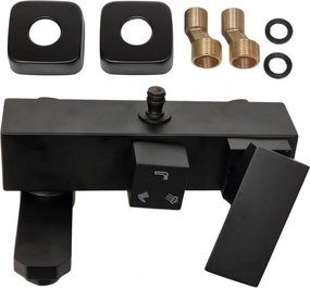 Erga Cube, sprchová batéria s vaňovým výtokom a horným pripojením sprchového stĺpu, 150 mm, čierna matná, ERG-YKA-BW.CB-BLK