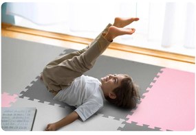 Ricokids Penová podložka na puzzle 180x180cm 9 ks sivá ružová