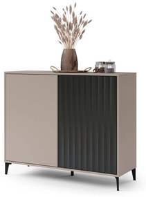 Komoda RIMINI K-123 Taupe bež /Mat crni - MODERAN ORMARIĆ S LADICAMA I ŽLJEBOVIMA