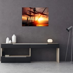 Sklenený obraz - Staroveká pirátska loď (70x50 cm)