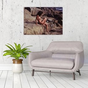 Sklenený obraz - Maľba ženy (70x50 cm)
