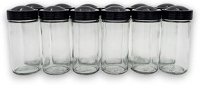 Sada 12 kusov koreničiek BLACK 80ml v čiernom kovovom košíku