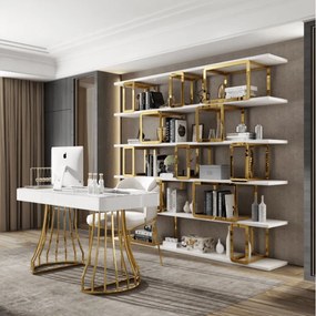 PISACÍ STÔL SCARLET BIELY LESK + ZLATÝ