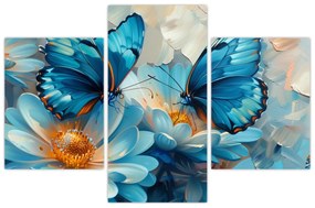 Obraz - Modrí motýle (90x60 cm)