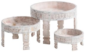 furniture-nabytek.cz - Sada 3 masívnych odkladacích stolíkov Chakki z mangového dreva, biela