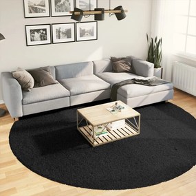 Chlpatý koberec vysoký vlas moderný čierny Ø 280 cm 375293