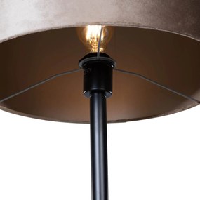 Stojacia lampa čierna s tienidlom z taupe zamatu 50 cm - Simplo