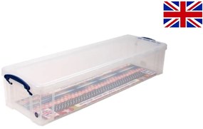 Robustný plastový box na baliace papiere a iné potreby, transparentný, 80x26x16 cm Manutan