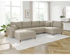 Béžová rohová pohovka z textílie bouclé (ľavý roh/do "U") Ariella – Ropez