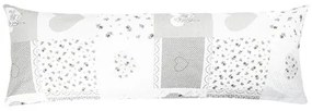 Bellatex Obliečka na relaxačný vankúš Srdce patchwork sivá, 55 x 180 cm