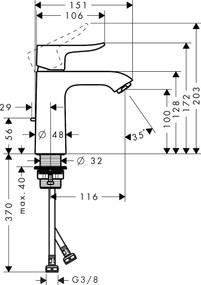 Hansgrohe Metris, umývadlová batéria s výpusťou, LowFlow 3,5 l/min, chrómová, 31203000