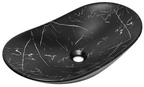 Umývadlo na dosku SAT Infinitio 61,5x36 cm čierny matný mramor, bez prepadu SATINF61536MRBKM, 1 ks