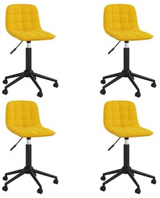 Otáčacie jedálenské stoličky 4 ks žlté zamatové 3086884