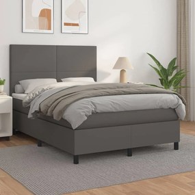 Boxspring posteľ s matracom sivá 140x200 cm umelá koža 3142729