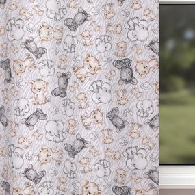 Biante Detský bavlnený záves Sandra SA-335 Africké zvieratká na sivom zebrovanom 150x140 cm