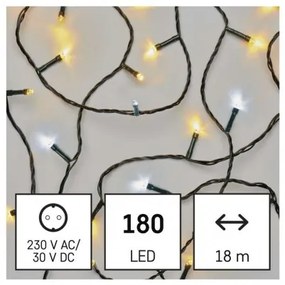 LED vianočná reťaz, 18 m, vonkajšia aj vnútorná, teplá/studená biela, časovač