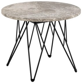 Odkladací stolík Prunus 55 cm sivo-hnedý mramor/čierny