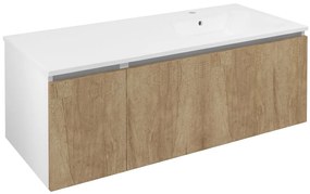 Sapho Sapho, LOREA skrinka s umývadlom 121x46x51,5cm (30+90cm), pravá, dub Alabama/biela matná, LE090-2231-R-02
