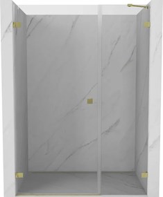 Mexen Lunar-B, ľavé otočné sprchové dvere 145 cm, 8mm číre sklo, zlatý matný profil, 832S-145-050-55-00-L
