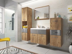 Kúpeľnový nábytok Lumia, Farby: bodega / biely lesk, Sifón: bez sifónu, Umývadlová batéria: Economico BYU 020M