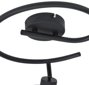 Dizajnový stropný reflektor čierny s dymovým sklom okrúhly s 3 svetlami - Domo