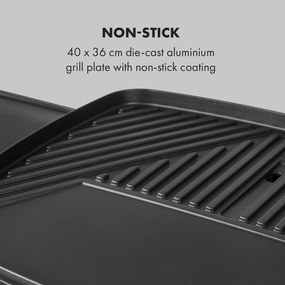 Klarstein Gatsby, elektrický gril, 2000 W, nepriľnavá grilovacia plocha, bočné stolíky, béžový/čierny