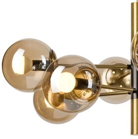 Luster na tyči ROLLO 8xE14/5W/230V zlatá/dymová béžová