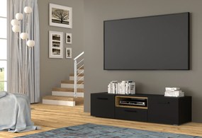 TV stolík/skrinka Akita 151 (čierna + dub artisan). Akcia -18%. Vlastná spoľahlivá doprava až k Vám domov. 1124862