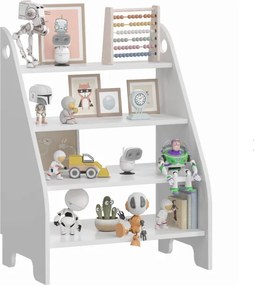 Montessori regál na knihy a hračky pre deti - biely