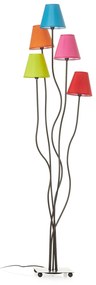 Textilná stojaca lampa Colori 5-plameňová pestrá