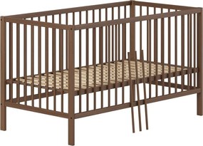 Hnedá s odnímateľným bokom/s nastaviteľnou výškou postieľka z bukového dreva 70x140 cm Dino – Vipack