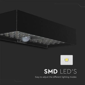 LED Solárne nástenné svietidlo so senzorom LED/6W/3,7V IP65 4000K 3000 mAh čierna