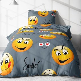 Bavlnené posteľné obliečky smile emoji 4-dielne