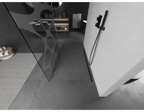 Mexen Kioto, sprchová zástena Walk-In 100 x 200 cm, 8mm číre sklo biely vzor, grafitový profil, 800-100-002-95-97