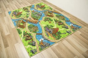 Detský koberec Dino dedina dinosaurov